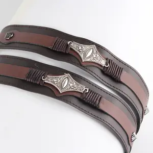 91 mm Retro ulusal Headdress giyim aksesuarları PU deri el yapımı DIY dantel dekorasyon şapka kemer Metal perçin teknolojisi ile