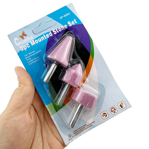 3-teiliges Montiertes Schleifstein-Set Rosa Aluminiumoxid 6MM Schaft für Elektrowerkzeug-Zubehör Rotationswerkzeug-Bits Metallpolieren - Product Image 1