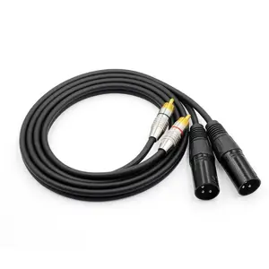 Kabel Audio HiFi Dual XLR Male ke Dual RCA Male 2 XLR ke 2 RCA tidak seimbang, kabel 4N OFC, untuk mikrofon Amplifier Mixer