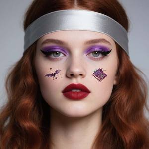 Halloween tatuajes temporales cara pegatina Halloween brillo calabaza <span class=keywords><strong>bruja</strong></span> calavera hechizo libro dibujos animados tatuaje impermeable para cara brazo - Product Image 3