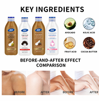 Lotion Corporelle Éclaircissante OEM Multi-Usages à l'Acide Kojique, Avocat et Beurre de Cacao 400ml Hydratante Nourrissante 4 Variantes Vente en Gros