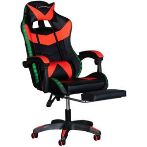Chaise de jeu RGB pivotante à 360 degrés, rouge, Silla <span class=keywords><strong>Gamer</strong></span>, meilleure chaise de jeu OEM pour <span class=keywords><strong>PC</strong></span>, éclairage en cuir, qualité européenne, chaise de jeu LED avec haut-parleur - Product Image 1