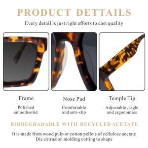 カスタムロゴ厚手のアセテートメンズスクエアファッションシェードUV400レトロメトロミリオネアサングラスサングラス - Product Image 3