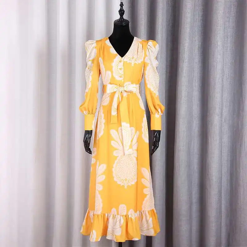 2023 New Summer apparel vintage modest dress cotton women casual custom long floral printed dresses for women