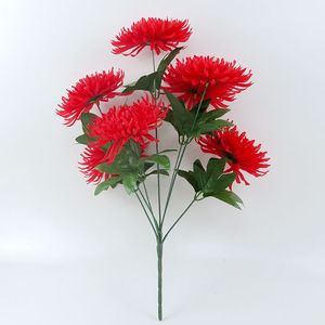 Proveedores de Yiwu barato 7 cabezas Flor de seda falsa decoración tumba crisantemo flores artificiales ramo para funeral - Product Image 2