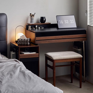 Solid Wood <b>Dressing</b> <b>Table</b> With <b>Storage</b> Drawer And Stool <b>For</b> Bedroom Use - Product Image 1