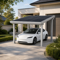 Kit de carport solaire compact 3KW 5KW avec panneaux solaires monocristallins, onduleur connecté au réseau, auvent photovoltaïque en aluminium étanche pour maison/villa
