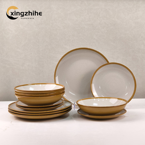 <span class=keywords><strong>Set</strong></span> Perlengkapan Makan Stoneware Mewah Gaya Nordic Barat, Lapisan Kuning Matt, Keramik Rumah Tangga, Aman untuk Mesin Cuci Piring, Ramah Lingkungan - Product Image 6