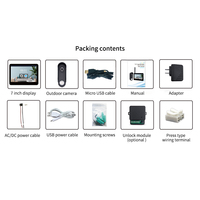 Sonnette de porte sans fil avec caméra vidéo, écran tactile 7 pouces, détection de mouvement 1080P, sécurité domestique, prise en charge de la carte TF