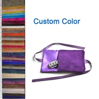 Pochette de rangement pour bijoux en suède violet avec doublure en satin et insert porte-collier, vente en gros