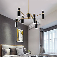 Lustre contemporain en fer noir, luminaires suspendus pour hôtel, lampe de plafond G9 pour restaurant, lampe suspendue pour la maison