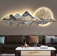 Art mural Art paysager Décoration de la maison Lumière LED avec fond de canapé Peinture suspendue Peintures en porcelaine cristal