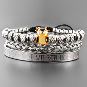 F300 Luxury Bracelet Crown Bead for Gifts Designer Logo <strong>Men</strong> Charms <strong>Bangle</strong> <strong>Men's</strong> <strong>Silver</strong> Stainless Steel Watchband Bracelet - Product Image 1
