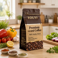 YOUYI Sachet d'emballage pour grains de café finition mate, avec valve, pochette à fermeture éclair autoportante, en Mylar de qualité alimentaire, opaque