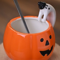 Mug en céramique citrouille d'Halloween - Résistance aux hautes températures Design américain Emballage boîte cadeau Tasse à café de dessin animé pour enfants