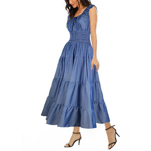 เดรสยาวแขนกุดพิมพ์ลายพลิ้วไหวเอวสูงสำหรับงานแต่งงาน - Product Image 3