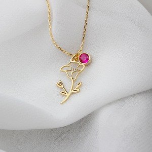 Collier personnalisé en acier inoxydable pour femmes, avec pendentif en strass, motif fleur de naissance, 12 <span class=keywords><strong>mois</strong></span>, pour filles, nouvelle collection, <span class=keywords><strong>2022</strong></span> - Product Image 3