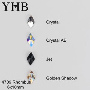YHB Brillantin Kristall Nagelcharms Flache Rückseite Hotfix Rhombus-förmige Strass-Steine für Schuhe, Taschen, Handys, Stoffe und Kleidung - Product Image 2