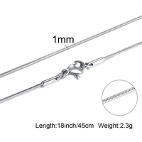 Collier ras du cou plaqué or pour homme et femme 1mm mini chaîne serpent ronde Collier simple en acier inoxydable