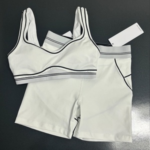 Ensemble <span class=keywords><strong>de</strong></span> <span class=keywords><strong>sport</strong></span> 2 pièces personnalisé pour <span class=keywords><strong>femme</strong></span> : tenue <span class=keywords><strong>de</strong></span> fitness, yoga et entraînement avec LOGO, short respirant - Product Image 4