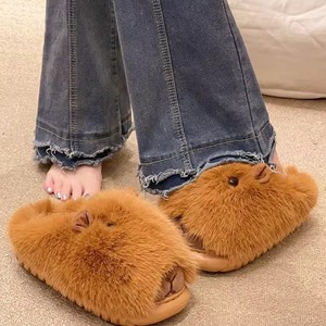 Nuove <span class=keywords><strong>pantofole</strong></span> di cotone per le donne Kapibala moda Hairy Drag Cartoon riccio peloso casa calore cotone Drag all'ingrosso - Product Image 1