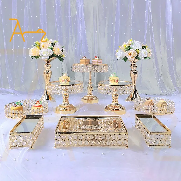 Lüks altın depolama raf tatlı kek standları 3 katmanlı metal kek standı ev ve düğün dekorasyon için