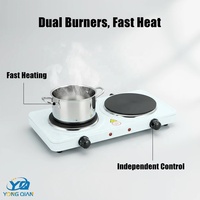 Plaque de cuisson électrique en fonte Yongqian 2500W, double brûleur 1500W+1000W, contrôle thermostatique 5 niveaux