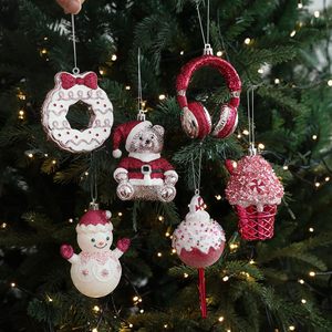 Pink Themed Christmas Party Decor Candy Doughnut Snowman Lollipop <b>Glitter</b> Xmas Baubles Environmental Friendly Luxury - Product Image 1
