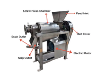 Tian Zhong Machinery Industriële Pulpmachine DJ1-0.12 380V 1.5kW Motor Bekend Merk Enkelkanaals Fruit- en Groentepulpmachine