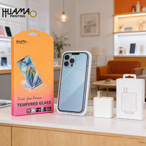 Caja de película protectora para teléfono Huamao de alta calidad con gancho para colgar, caja ecológica, logotipo personalizado en relieve, caja de embalaje plegable de papel estucado - Product Image 4