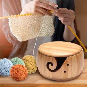 Organisateur <span class=keywords><strong>de</strong></span> fil à tricoter en gros à faire soi-même, écologique, en <span class=keywords><strong>bois</strong></span>, bol à <span class=keywords><strong>laine</strong></span> pour le tricot et le crochet avec couvercle - Product Image 2