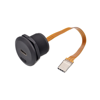 Connecteur étanche IP67 de type C pour câble plat flexible FPC, avec capuchon anti-poussière, pour montage sur panneau, assemblage de câble femelle à mâle fileté