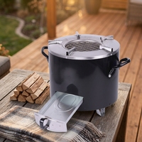 Poêle à bois en acier inoxydable épaissi avec double poignée, portable pour le camping en extérieur, idéal pour les pique-niques et la cuisine en milieu sauvage