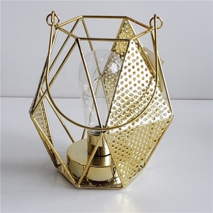 Nordic Style Metal Hanging Lamp with Geometric Iron Pendant and <strong>Brass</strong> Lantern Iron <strong>Candlestick</strong> for Home Decor Light Usage - Product Image 1