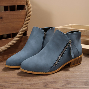 Nouvelles bottines pour femmes automne/hiver, bout pointu, talon moyen, ventilation, fermetures éclair double face, style européen américain - Product Image 2