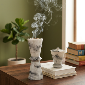 Premium Resin Bakhoor Burner <b>Incense</b> <b>Holder</b> with Lid Arabic Home Fragrance Decorative Tabletop Smoke Burner Stand - Product Image 1