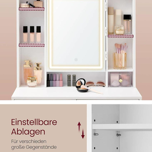 Factory Direct Modern White 6 Drawers Makeup <b>Vanity</b> <b>Table</b> with LED Lighted Mirror and Stool - Product Image 3