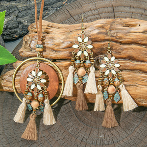Parure de bijoux bohème en alliage, collier et boucles d'oreilles pour femme, style bohème pour soirée 2025 - Product Image 1