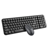 T-wolf TF350 Round Keycap Multimedia 2.4Ghz Wireless Keyboard Mouse Combo Ergonomic 104 Keys Full Size Business Office Set