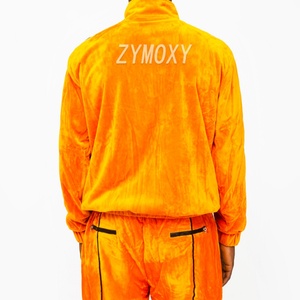 Men Polyester Jogging Suit Two Piece Set 3m Reflective Strip Velvet <b>Zip</b> <b>up</b> <b>Jackets</b> and Pants Custom Velour Tracksuit Men - Product Image 2