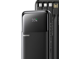 Batterie externe portable Remax 10000 mAh 22,5 W avec écran LED et câbles intégrés pour une charge rapide