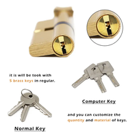 Cylindre de serrure de porte à profil européen de 60 mm Cylindre en laiton avec 5 clés Porte en bois antivol antirouille et résistante à la corrosion