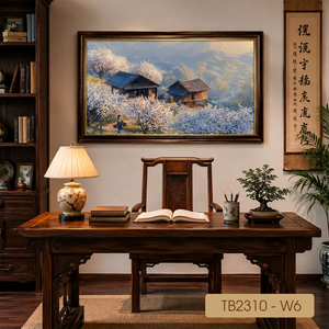 Pintura al Óleo de Paisaje Rural Vietnamita Premium, Hecha a Mano sobre Lienzo, Decoración para el Hogar, Vietnam OEM ODM, Modelo de Pueblo Vietnamita TB2310-W6 - Product Image 4