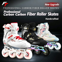 Patins à roulettes professionnels SUNSIFIS FT 6S en fibre de carbone, patins de slalom, patins de freestyle, patins à frein coulissant FSK, patins à roulettes