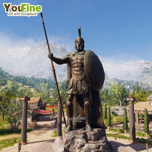 Estatua de Guerrero Espartano de Bronce, Tamaño Real, Casco Corintio Griego, Escudo, Espada, Pátina Antigua, para Jardín, Villa, Parque - Product Image 2