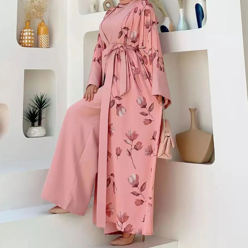 chinese dress ladies MH98 Sakura Pink Kimono Abaya – Embroidered Eid Abaya with Golden  Details（Ship right away）） – Mahathelabel main image 1