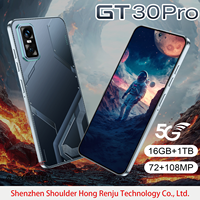 GT30 16GB+1TB Android 15 2026 Dernier Smartphone Android 7.3 Pouces Bandes 5G LTE Globales Reconnaissance d'Écran d'Appareil Photo IA Certifié ROHS GSM