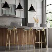 Tabourets de bar de luxe légers, chaises de bar rembourrées en velours avec dossier, tabourets hauts pour îlot de cuisine, salon