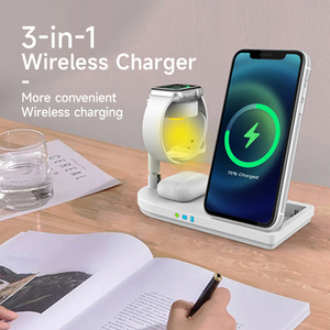 15W Smart Plug PD <span class=keywords><strong>Compatible</strong></span> 3-en-1 Cargador inalámbrico Carga rápida Cargador eléctrico de escritorio para iPhone <span class=keywords><strong>Android</strong></span> Smartphones - Product Image 3