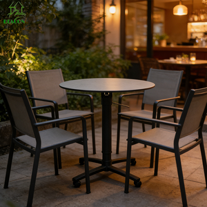 Mesa de Bar Alta de Aluminio para Restaurante o Cafetería, Resistente al Agua, Elevable, para Exteriores, Mesa Redonda para Patio o Jardín <span class=keywords><strong>con</strong></span> <span class=keywords><strong>Ruedas</strong></span> - Product Image 3